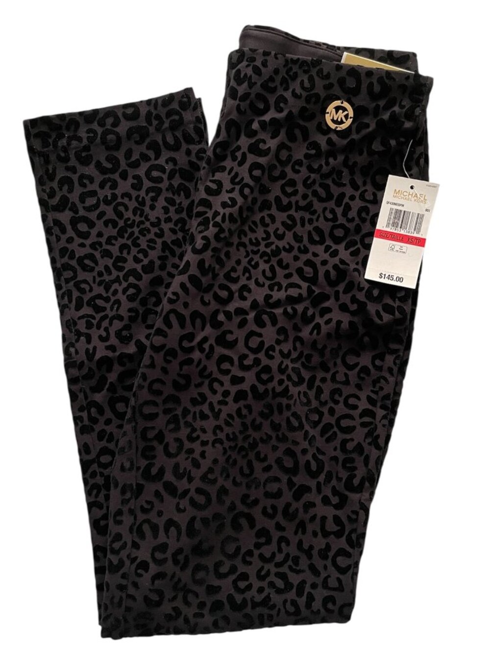 MICHAEL Michael Kors Black Leopard Velvet Size XS Skinny Pull on Pants NWT